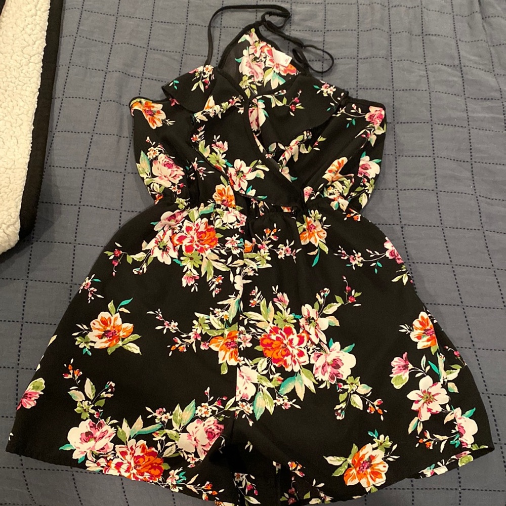 Black floral romper